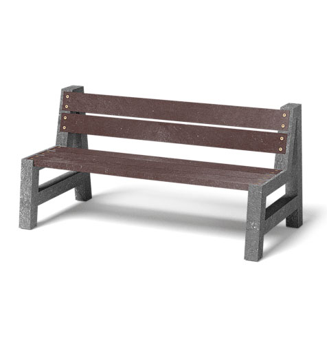 Bank mit Lehne Sofie  1,5m / 41cm grau+braun