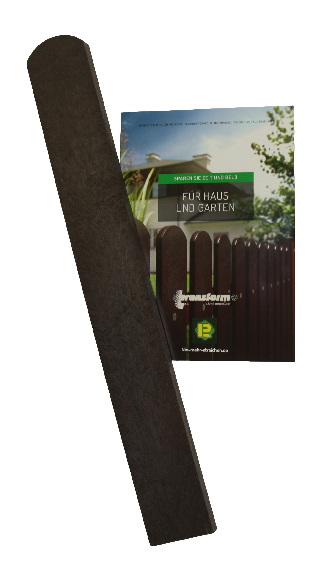 Materialmuster Zaunlatte 0,6 m mit halbrundem Kopf, braun, gratis nur 5 Euro Versandkosten